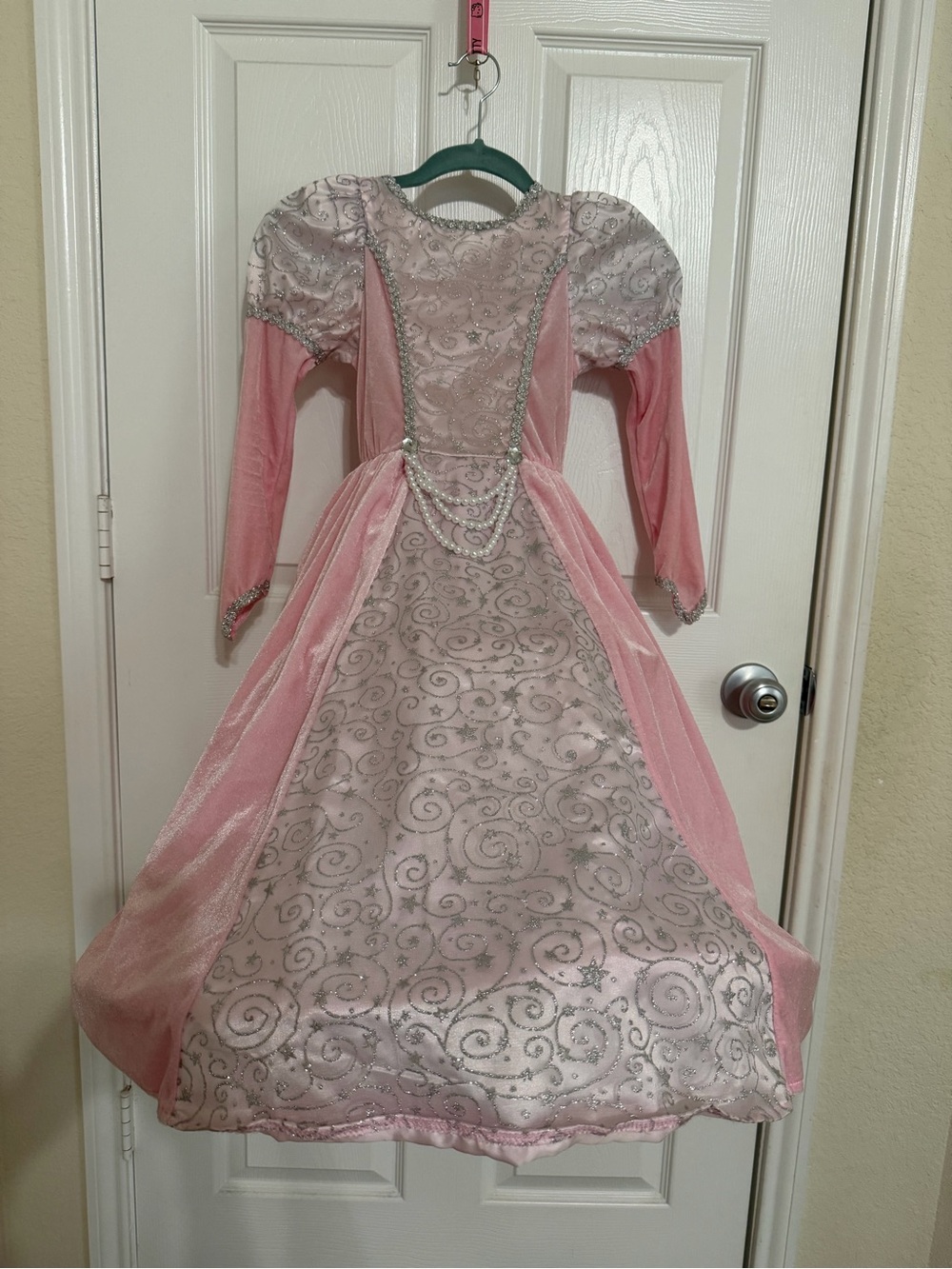 Girls Pink Princess Costume Dress with Silver Accents